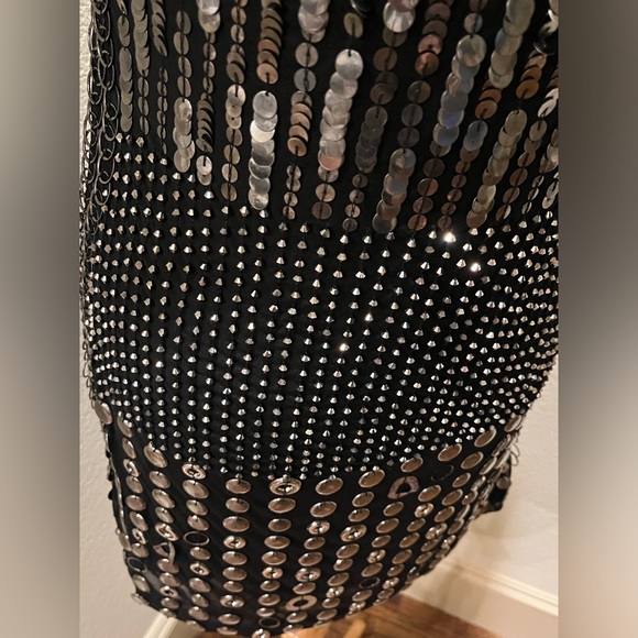 Alice + Olivia Studded Liquid Gunmetal One Shoulder Bodycon Mini Dress Black M - Picture 5 of 9
